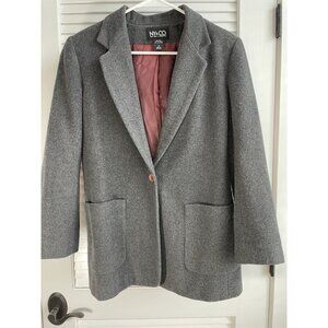 NY & Co Gray Wool Blazer One Button Two Front Pockets Women's Size 4
